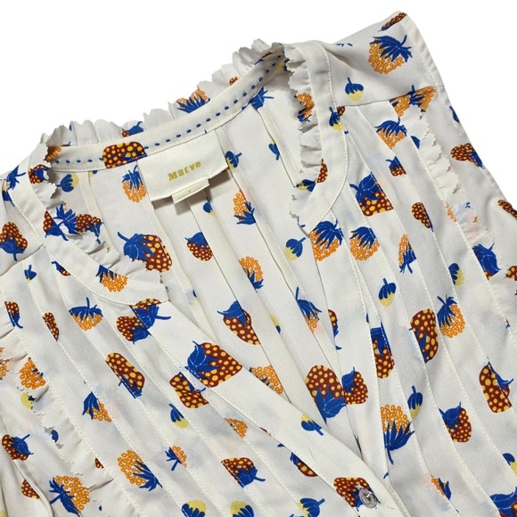 Maeve Tops - Maeve Anthropologie Pineapple Strawberry Sleeveless Pleated V Neck Blouse Size 8